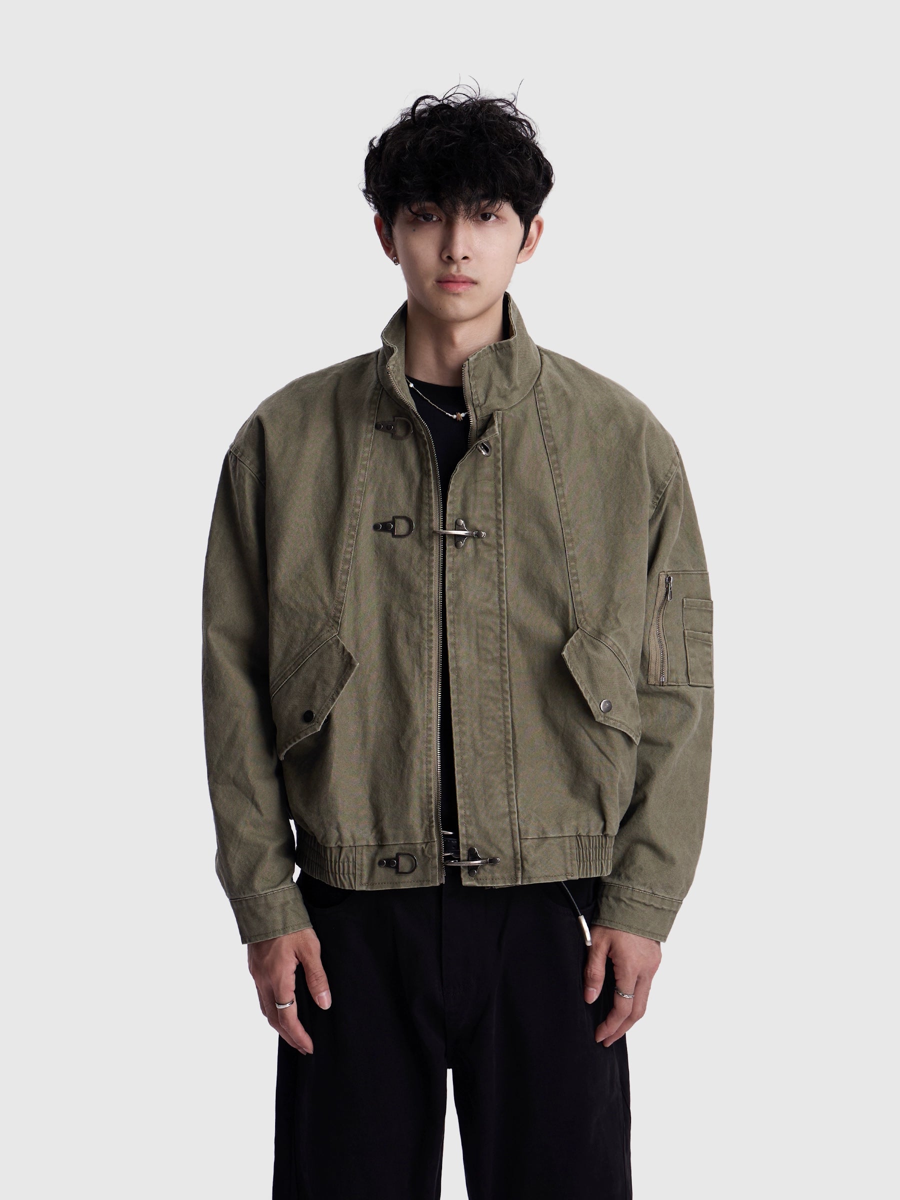 Fireman Clasp Mid-Crop Lightweight Worker Jacket Fireman Clasp Mid-Crop Lightweight Worker Jacket
