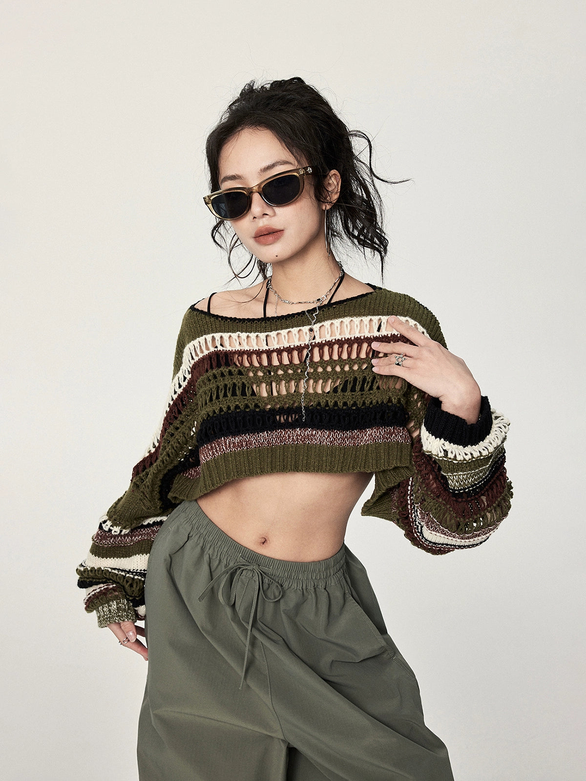 Crochet Oversized Sweaters Uk Oversized Striped Crochet Knit Sweater