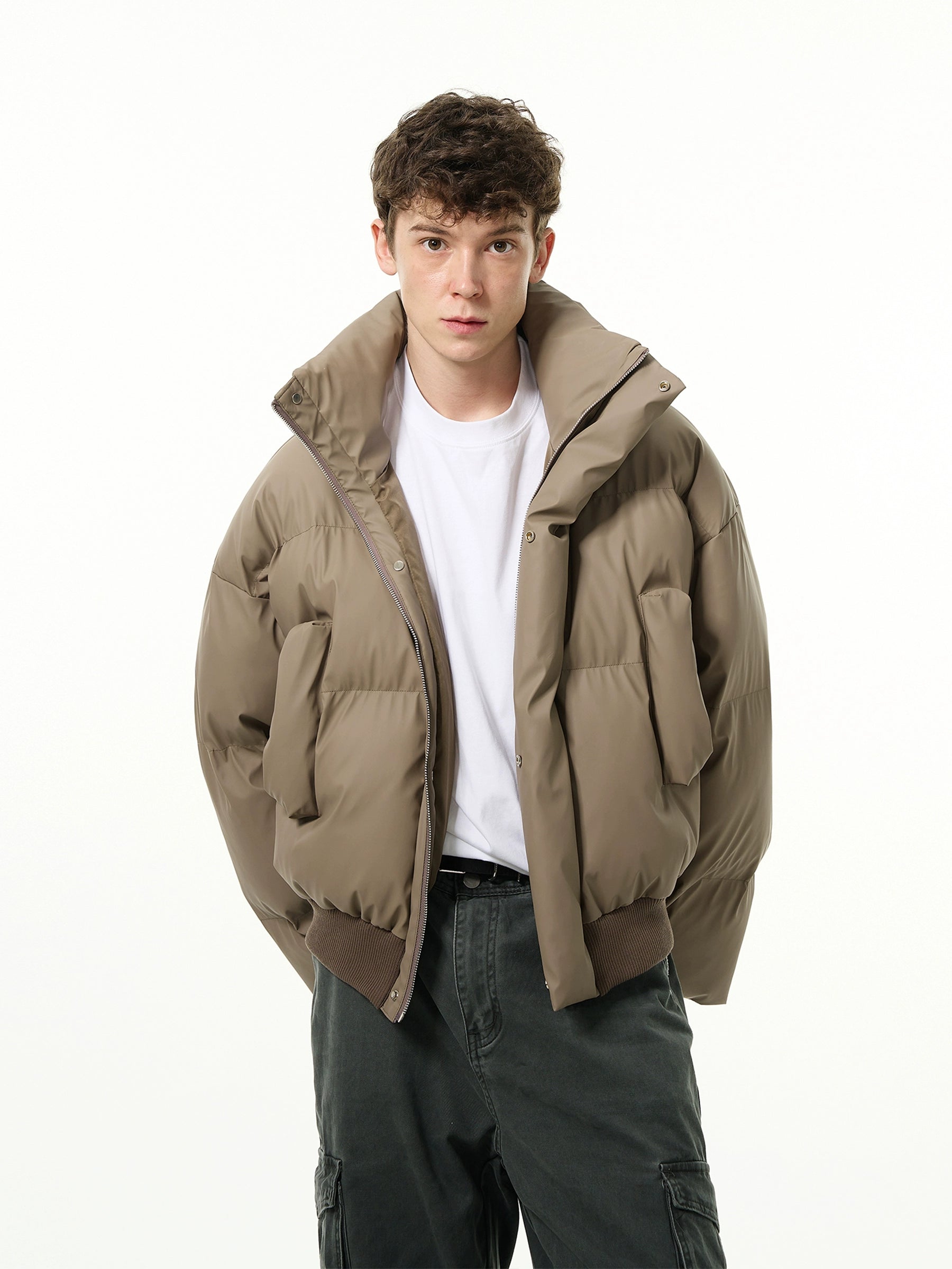 Ribbed puffer jacket sales