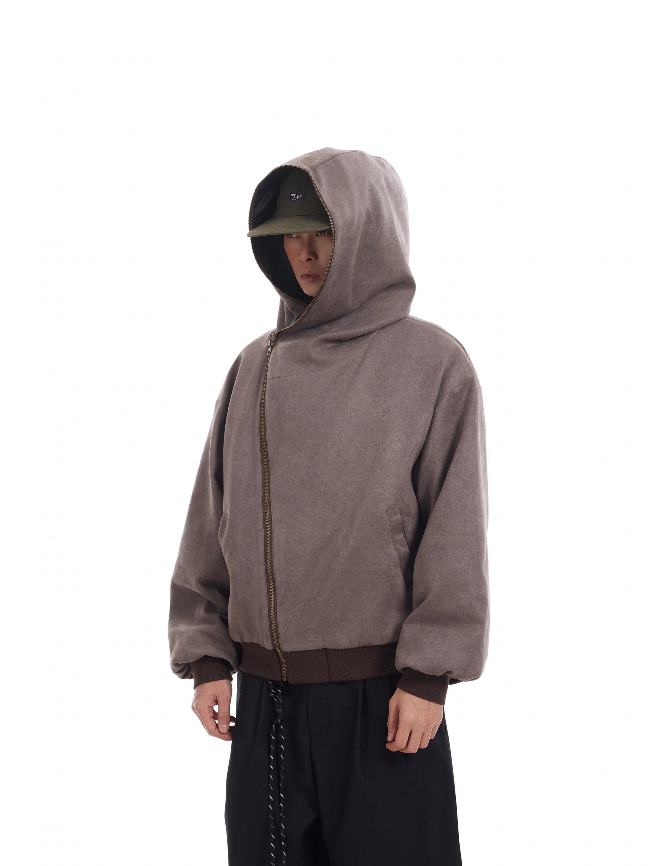 Oversized Asymmetric Zip-Through Hoodie Jacket - Main Image