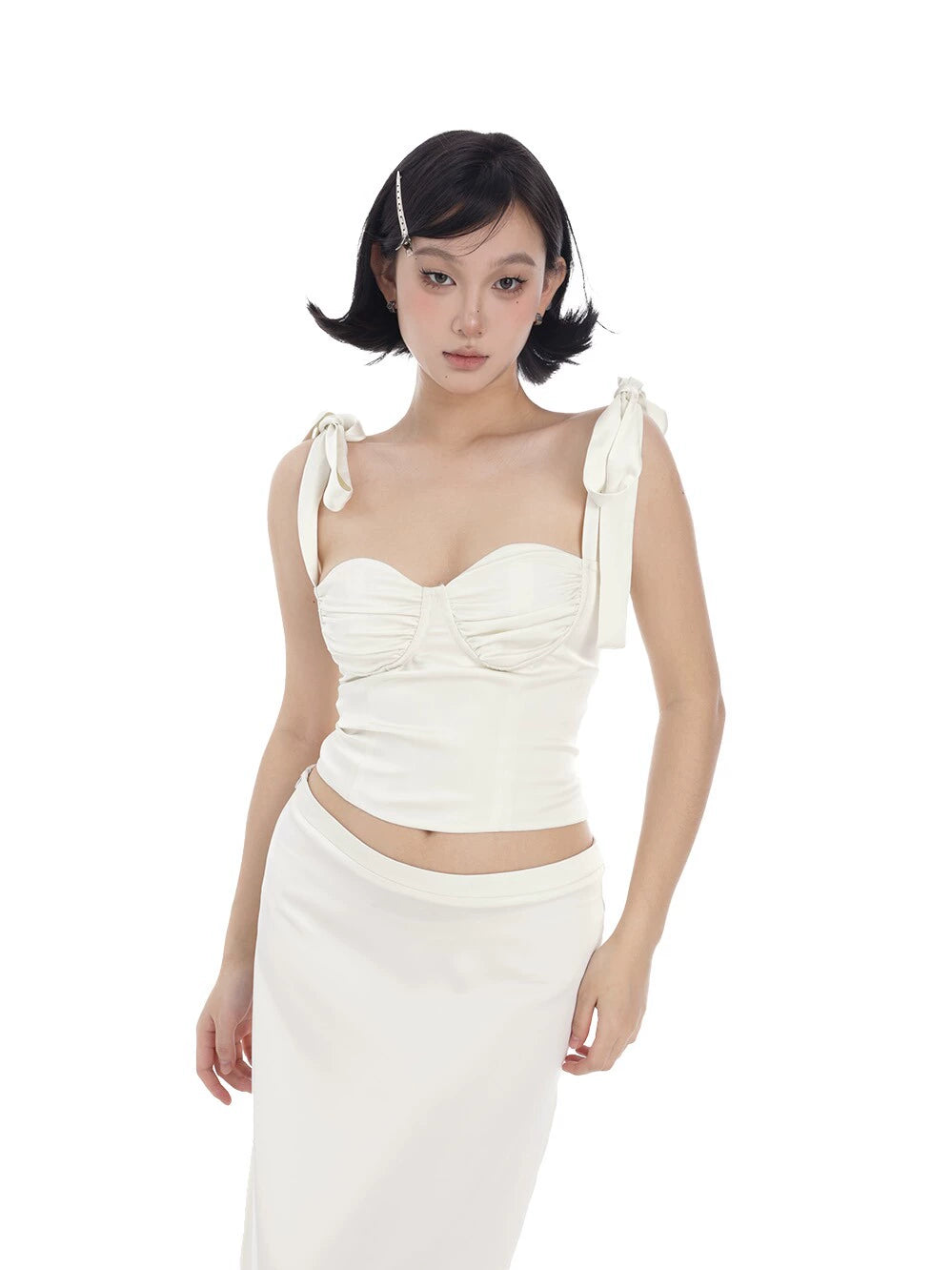 Tie Strap Sweetheart Bustier Crop Top