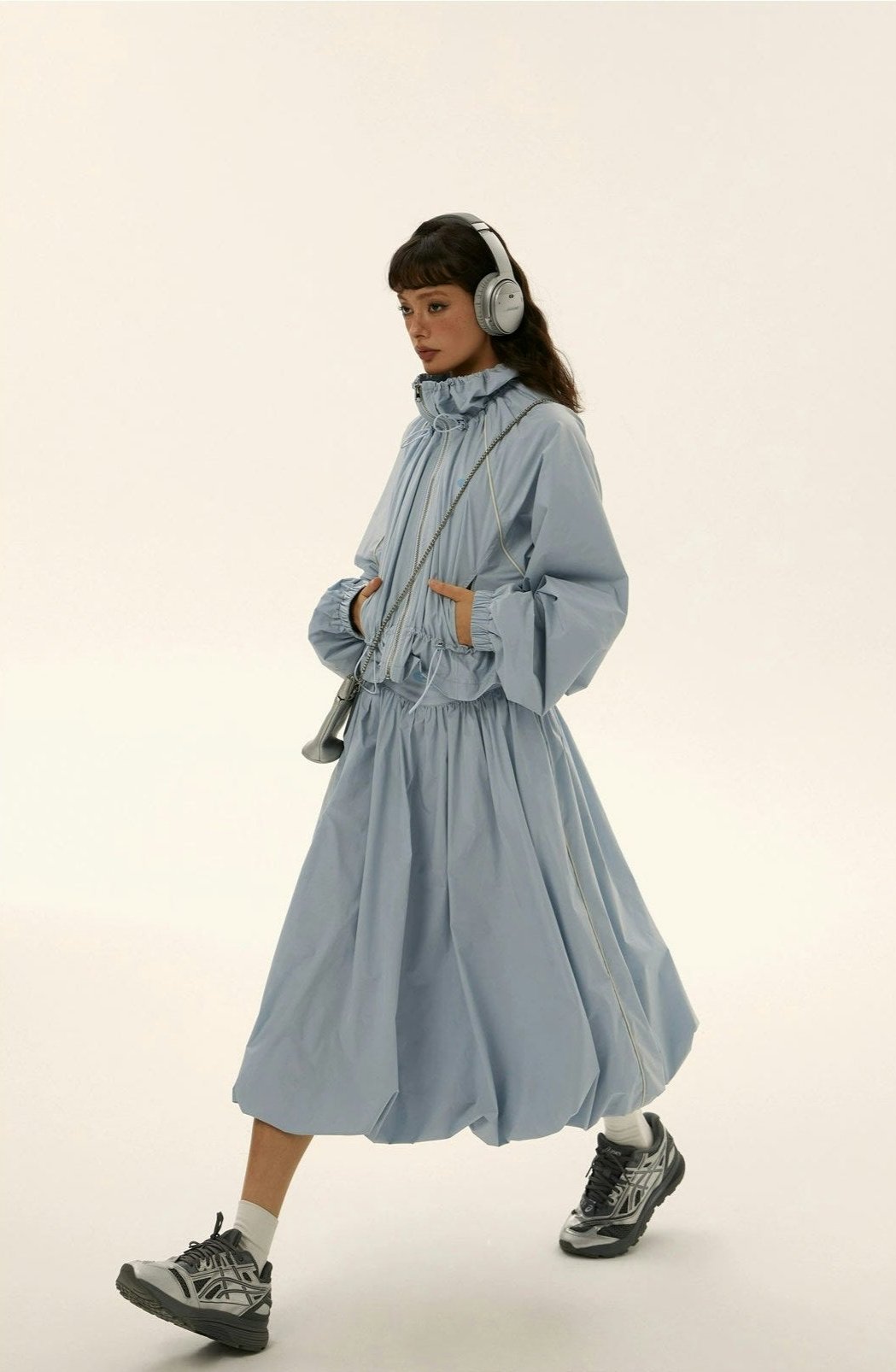 ruched dress with jacket Track Jacket + Ruched Midi Dress (Style Pantry)