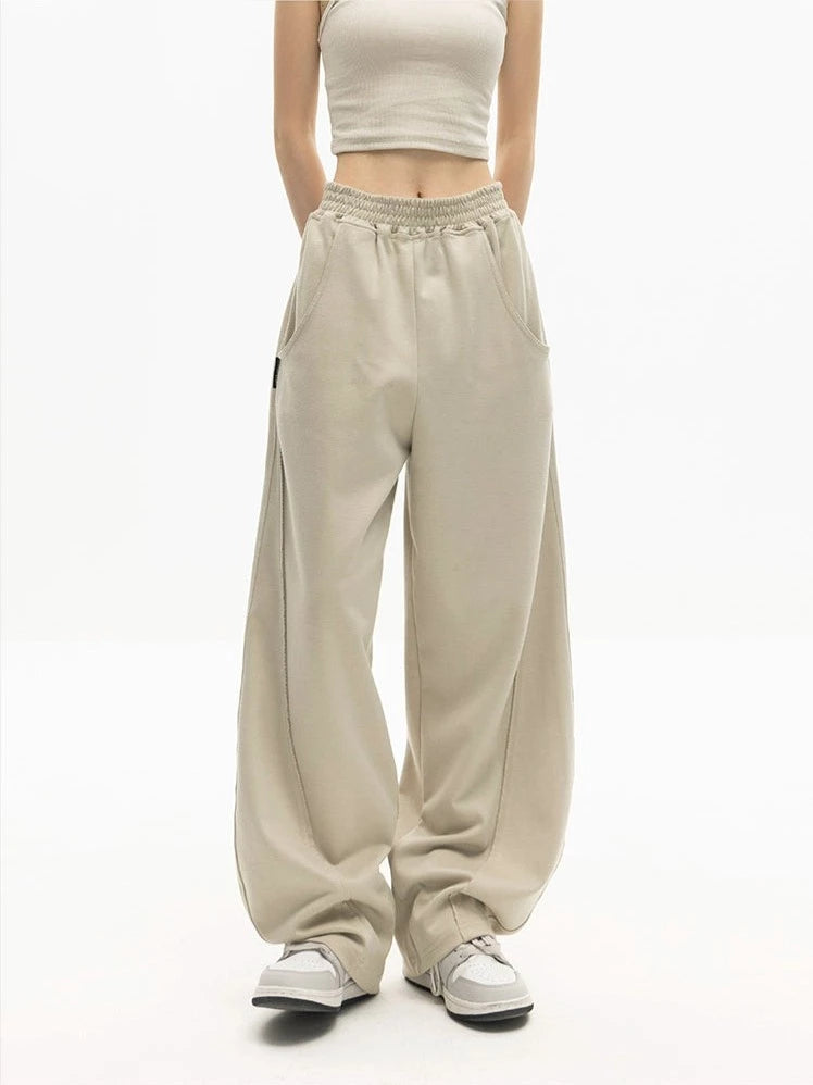 High Waisted Wide Leg Paneled Joggers