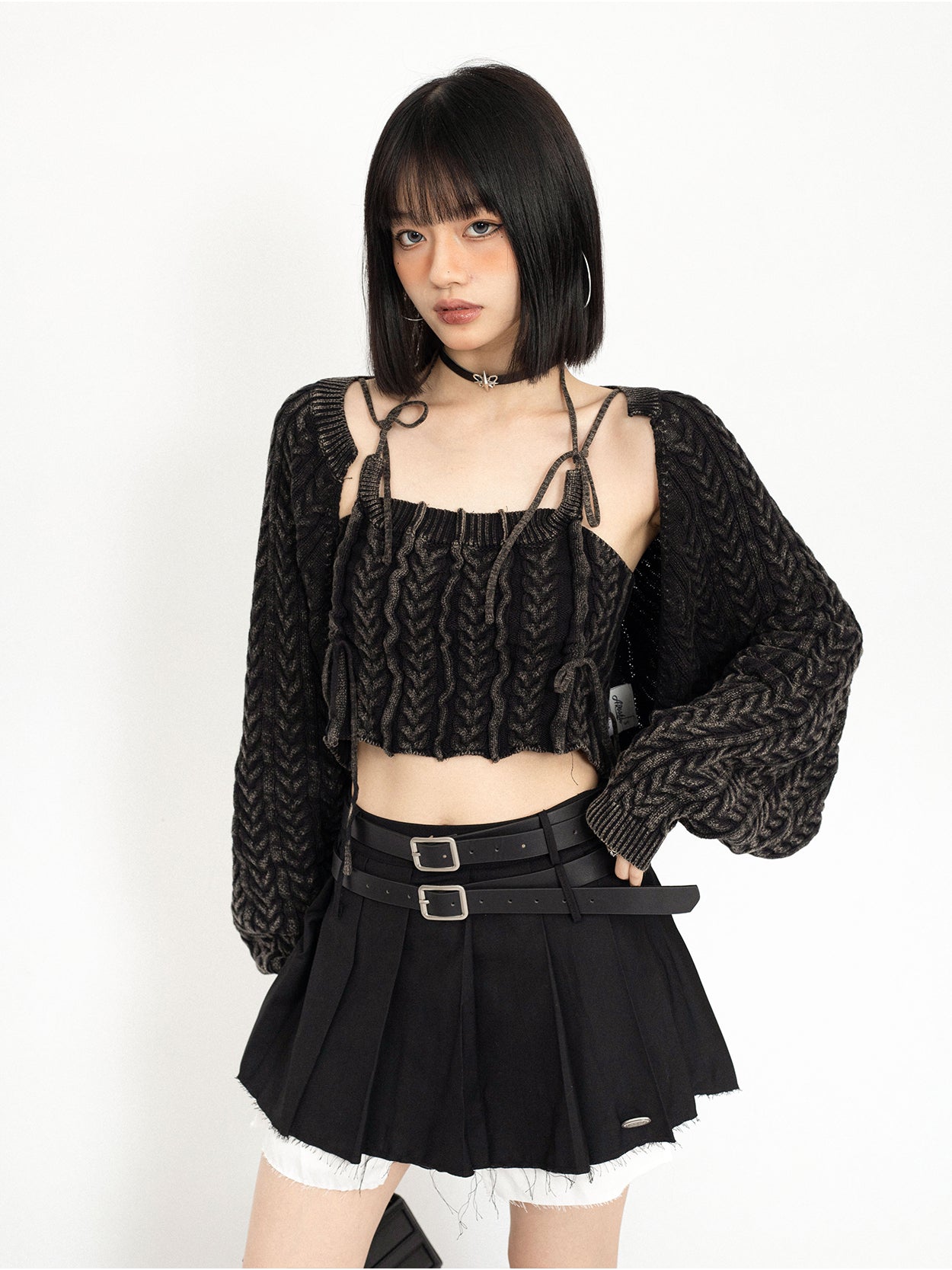 Adoree - Knit Shrug / Cropped Camisole Top