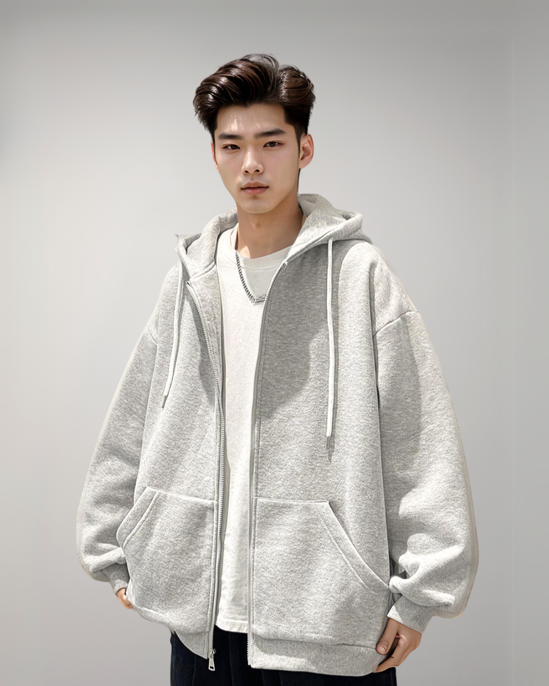 Mens oversized zip up hoodie hotsell