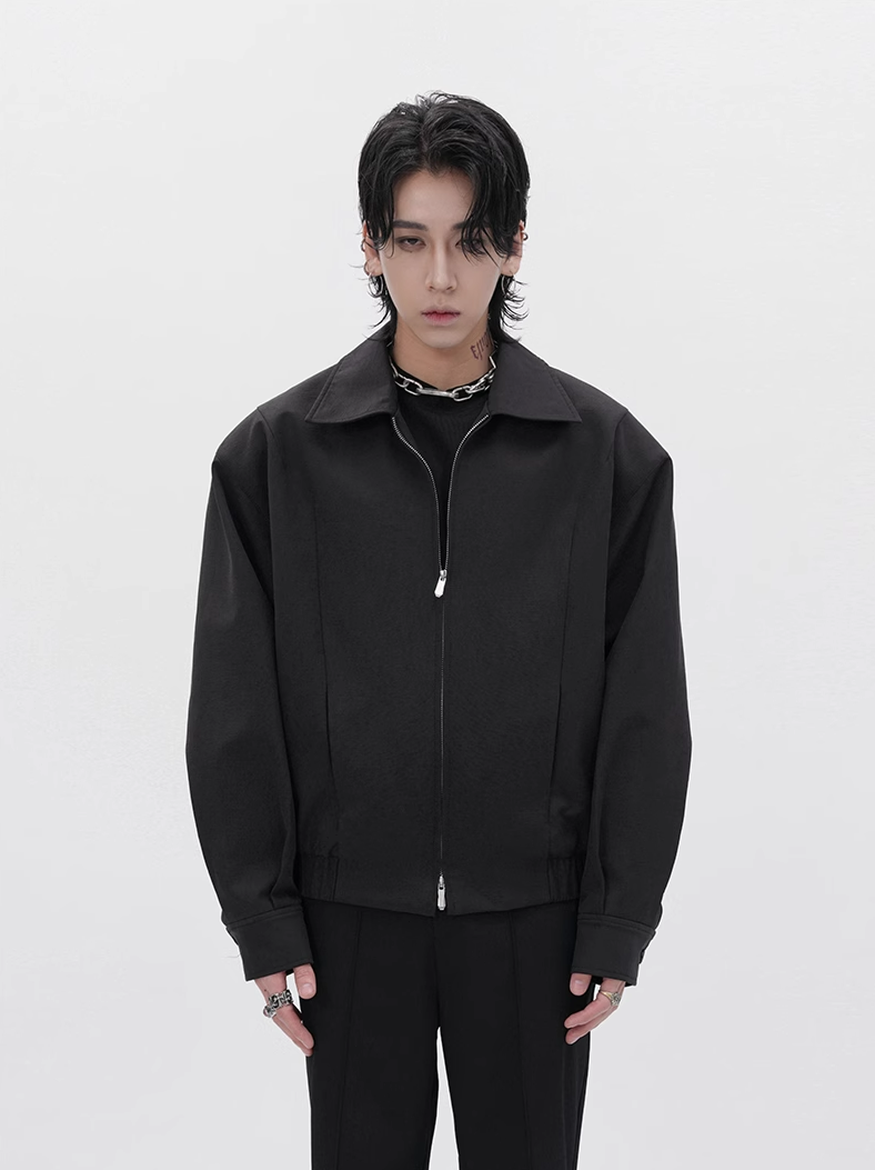 Classic Collared Zip-Up Bomber Jacket Classic Collared Zip-Up Bomber Jacket