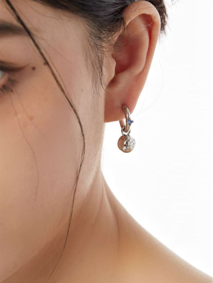 Flower Stud Earrings with Ball Drop