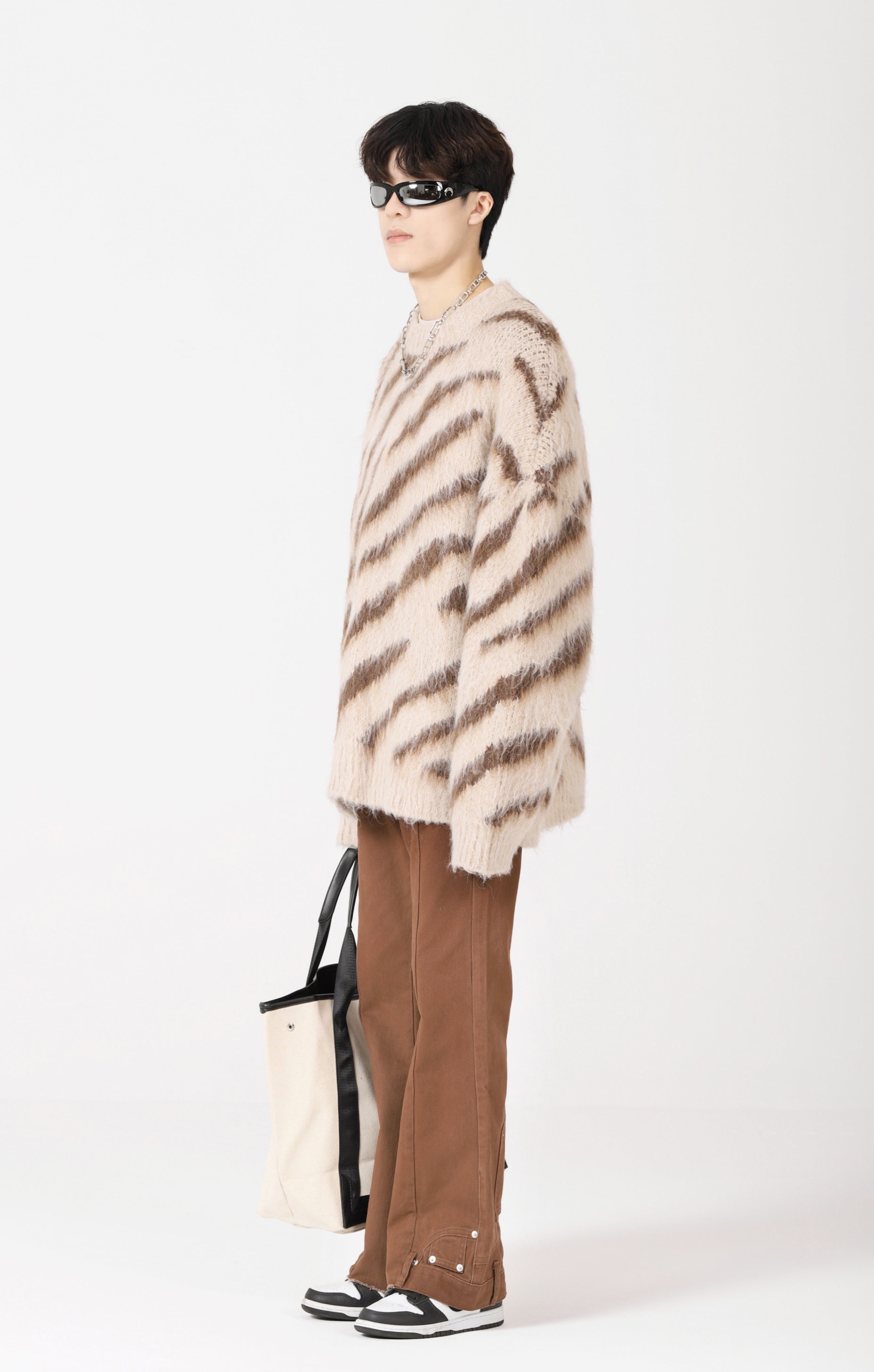 Zebra Print Fuzzy Sweater - nightcity clothing