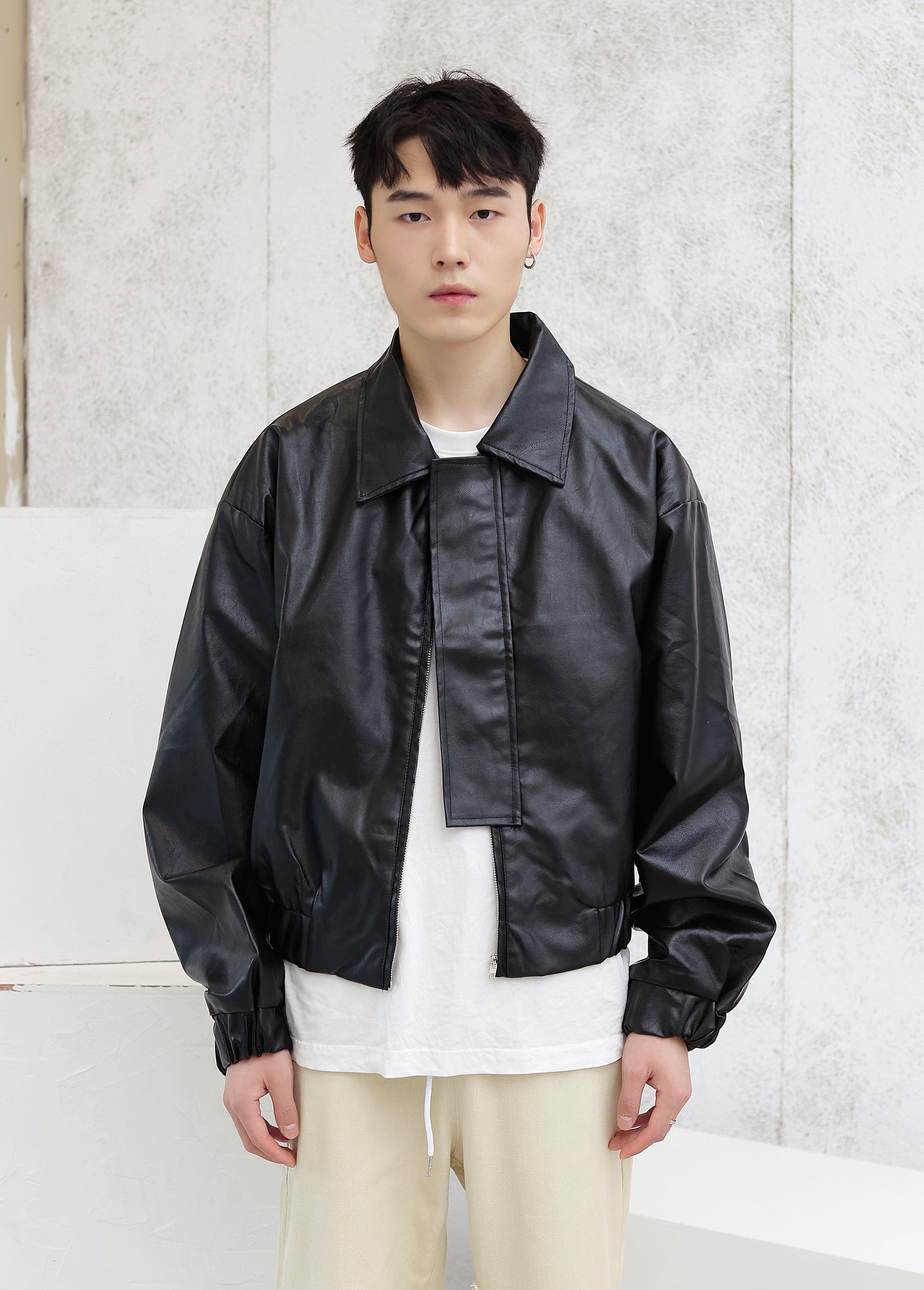 Oversized Faux Leather Flight Bomber Jacket - nightcity clothing