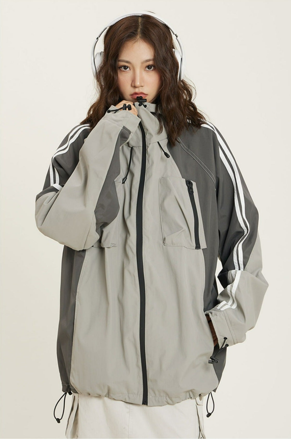 Oversized Color Block Hooded Windbreaker – nightcity clothing