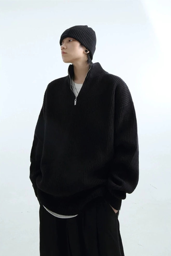 Oversized black knit sweater discount