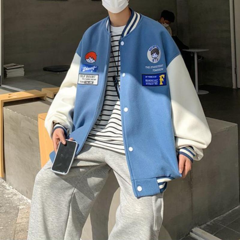 Oversized Vintage Graphic Baseball Jacket - nightcity clothing