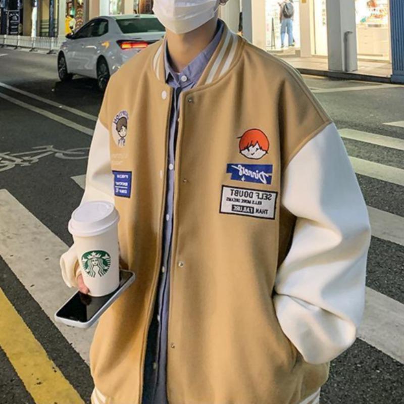 Oversized Vintage Graphic Baseball Jacket - nightcity clothing