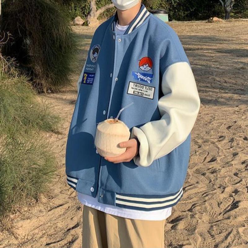 Oversized Vintage Graphic Baseball Jacket - nightcity clothing