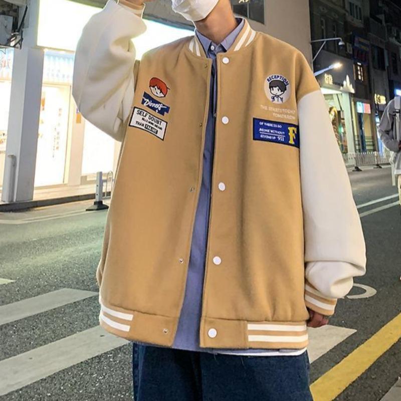 Oversized Vintage Graphic Baseball Jacket - nightcity clothing