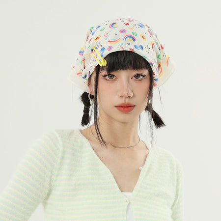 Multicolor Beach Bandana with Hair Clips - nightcity clothing