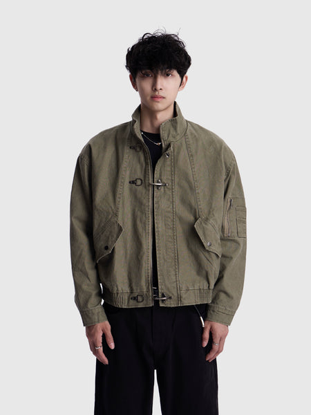 Fireman Clasp Mid-Crop Lightweight Worker Jacket - nightcity clothing