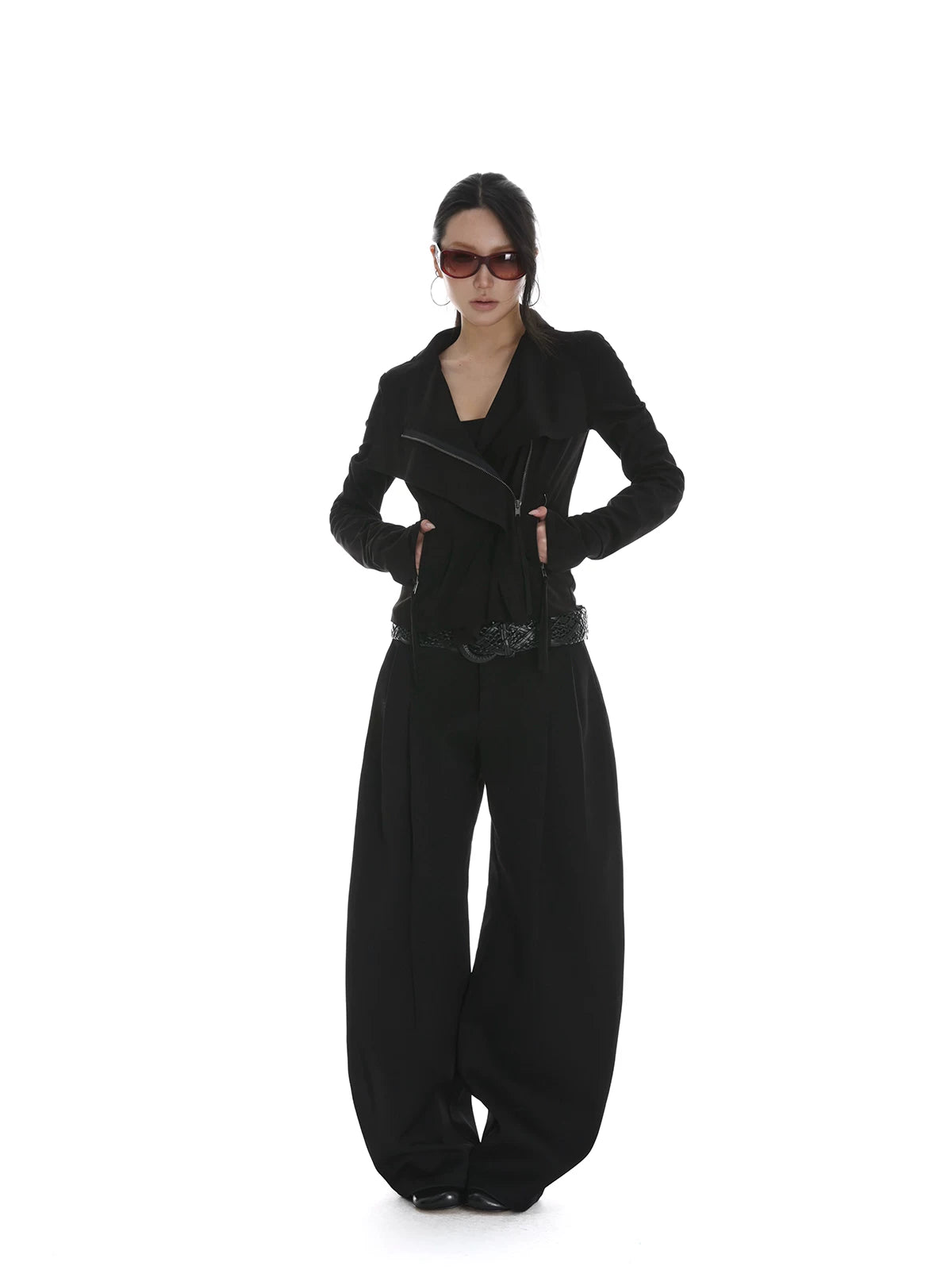 Vintage Faux Suede Overlap Zip Jacket - nightcity clothing