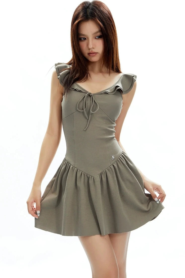 Sweetheart Neckline Ruffle Hem Mini Dress