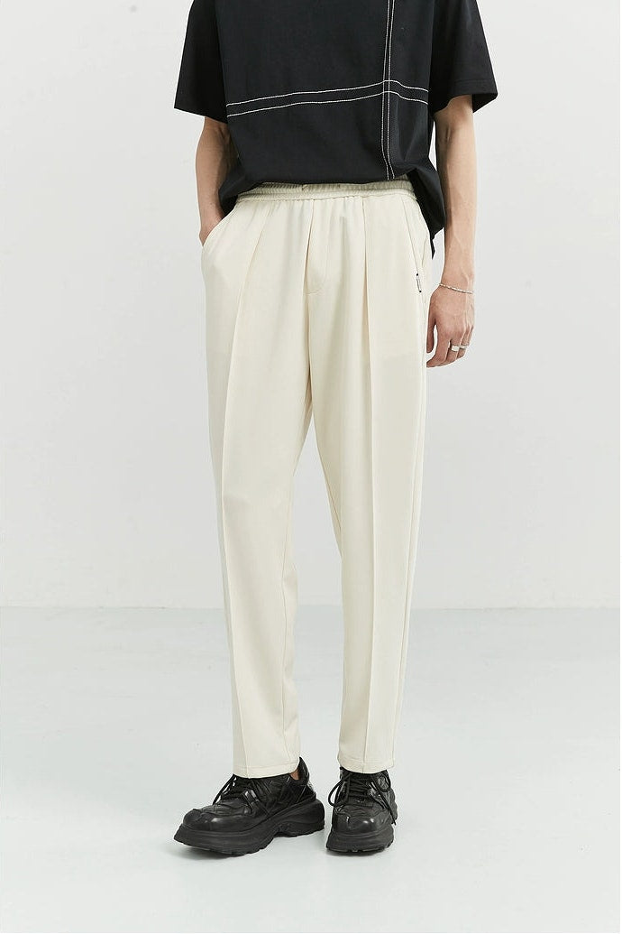 Slim Pleated Tapered Trousers with Pockets