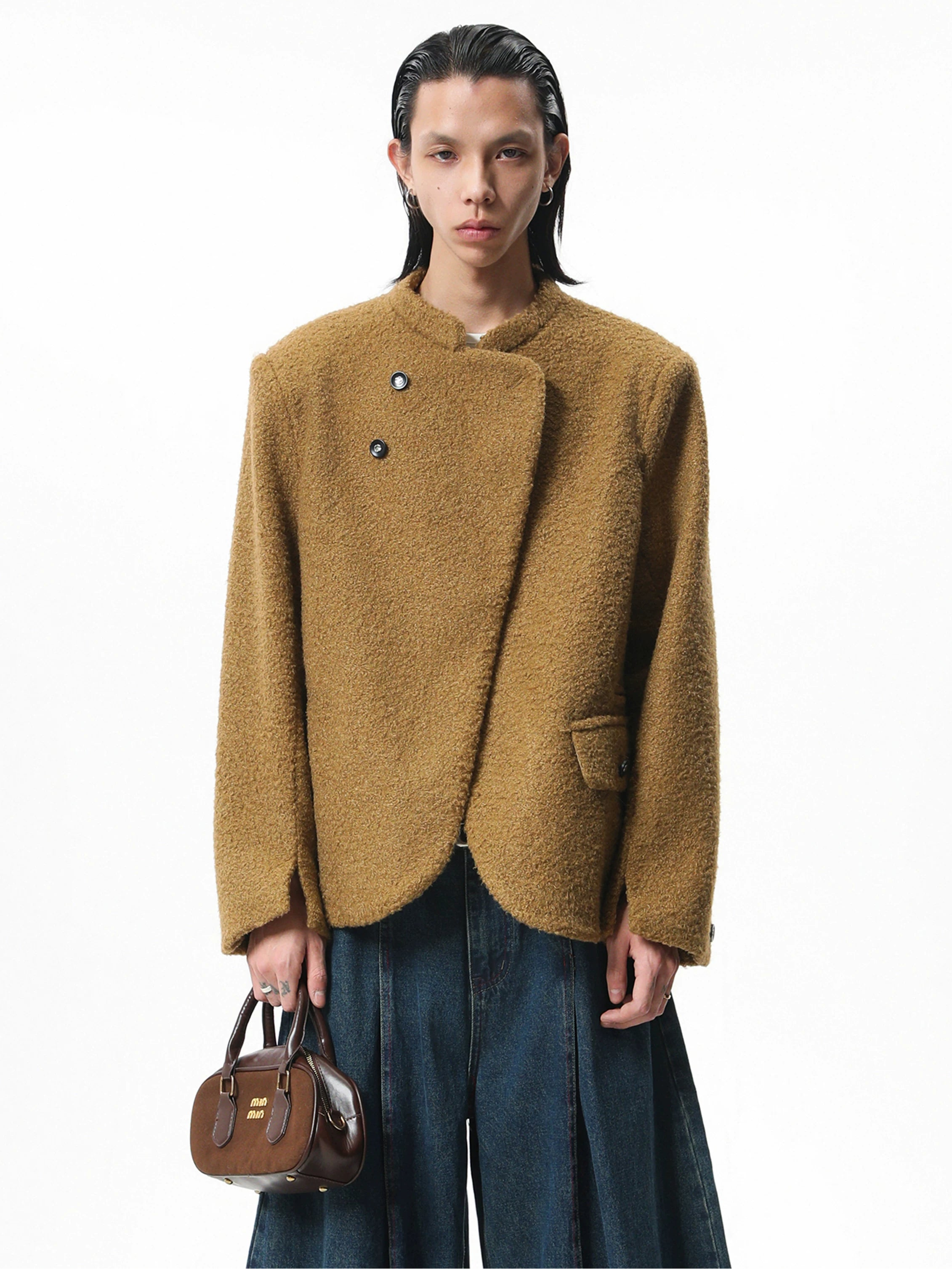 Boxy Asymmetric Wool-Blend Bouclé Jacket