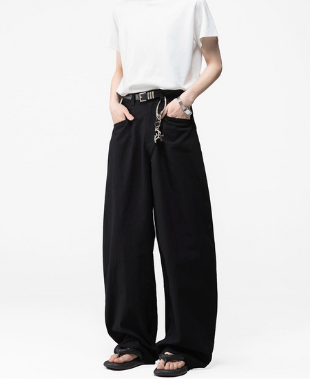 Wide Leg Utility Trousers with Belt Loop