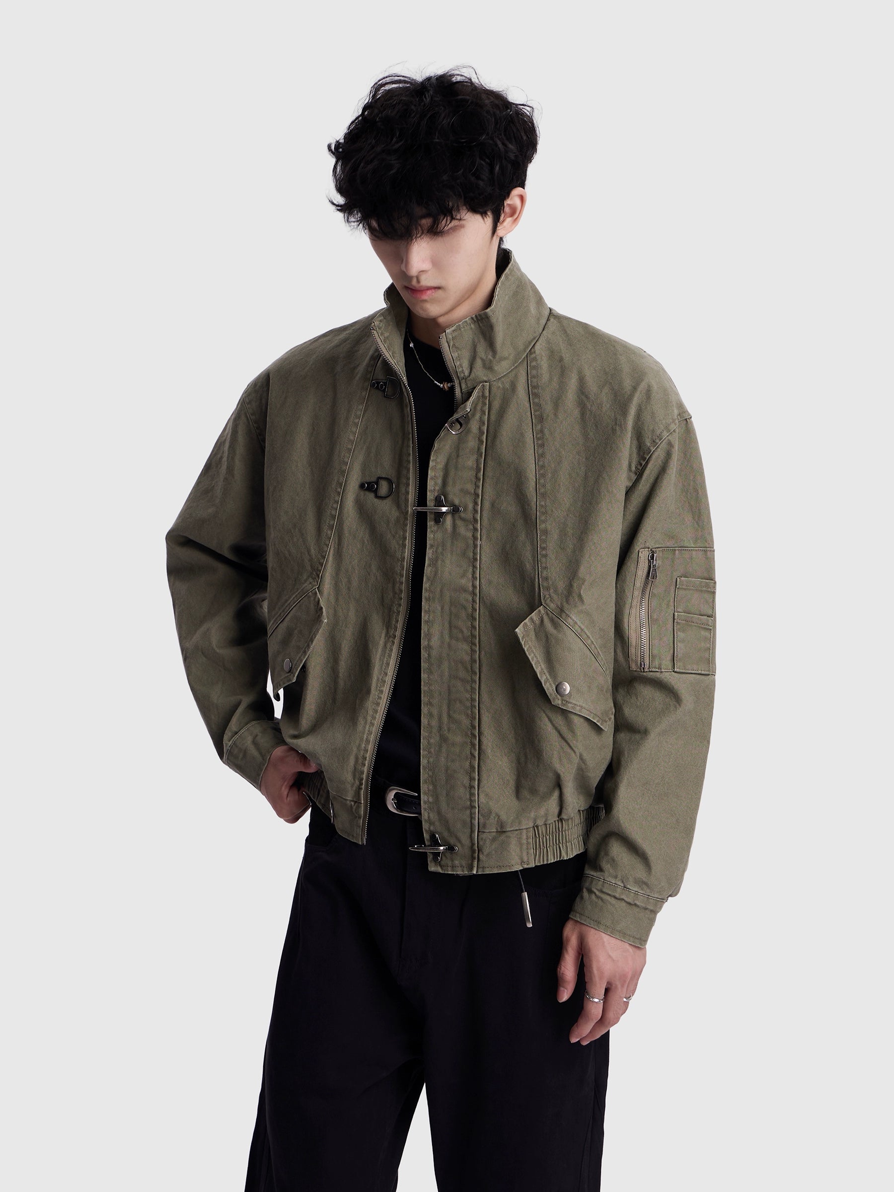 Fireman Clasp Mid-Crop Lightweight Worker Jacket – nightcity clothing