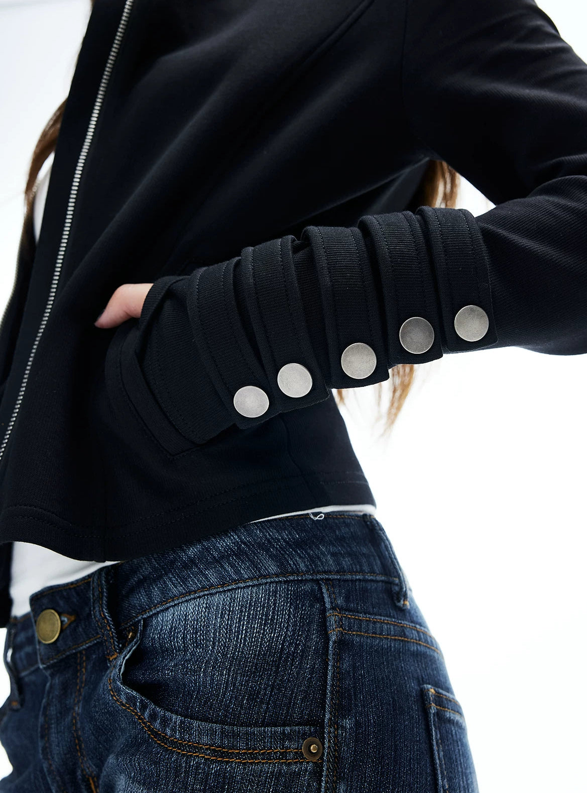 Asymmetric Diagonal Zip Jacket with Epaulettes Detail - nightcity clothing