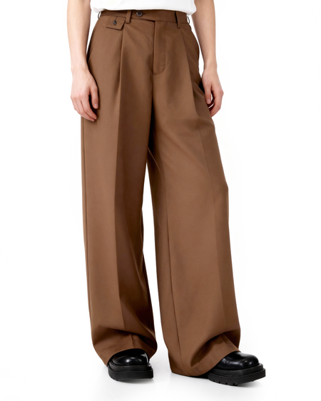 Pleated Wide Leg Low-Waisted Trousers - nightcity clothing