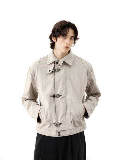 Fireman Clasp Mid-Crop High Collar Worker Jacket - nightcity clothing