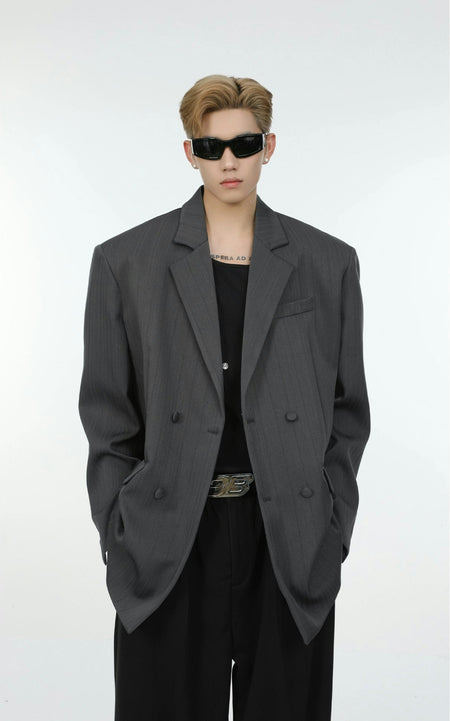 Oversized Double-Breasted Tailored Blazer Jacket