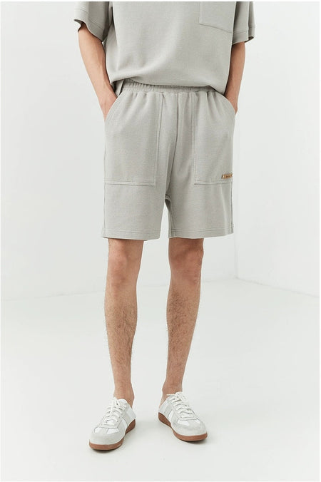 Textured Jogger Shorts with Patch Pocket Detail