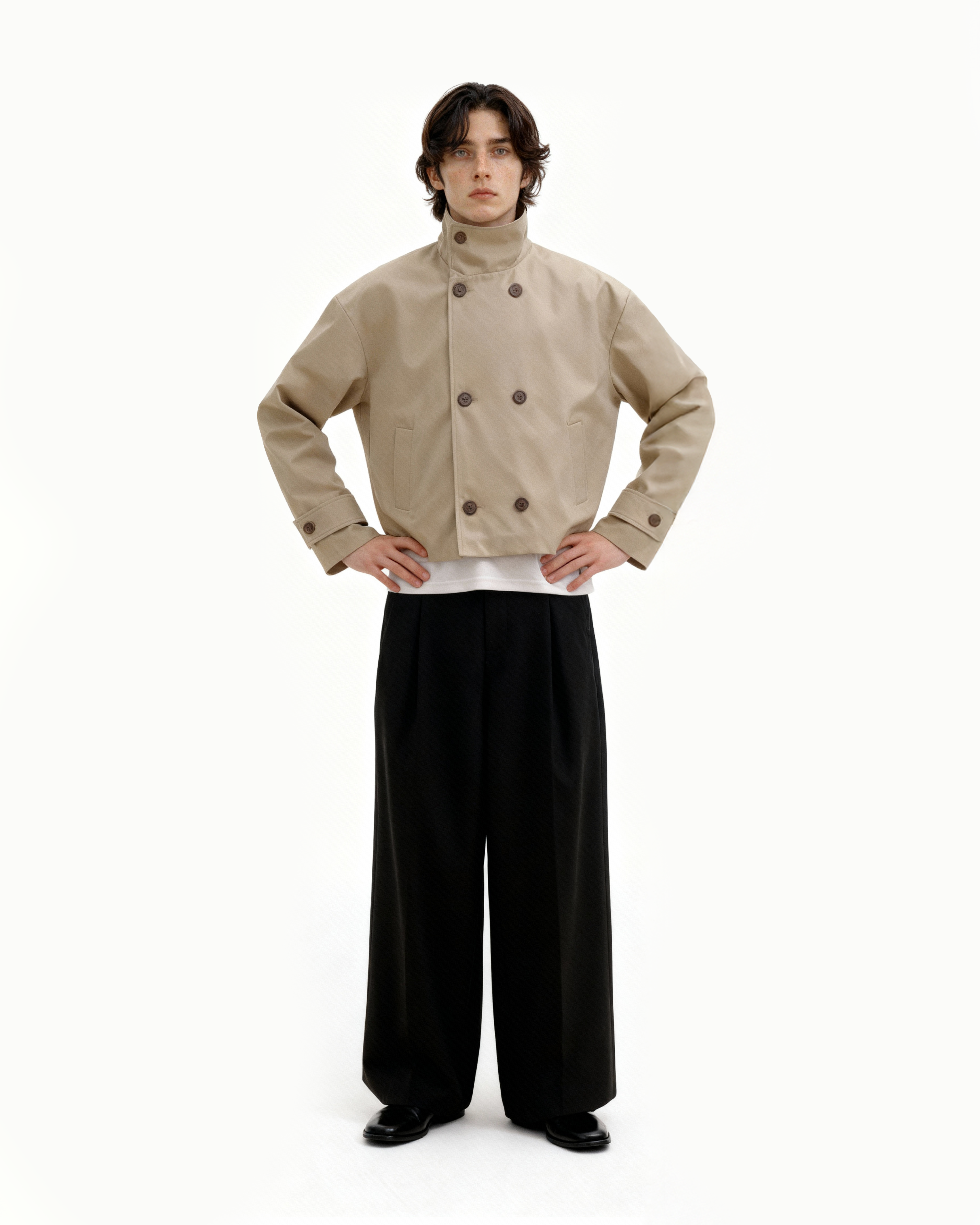 MUZE×el conducotrH DOUBLE BREASTED JKT Single-breasted genderless jacket in printed jersey regular