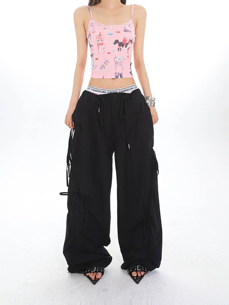 Cargo Drawstring Jogger Pants with Pockets