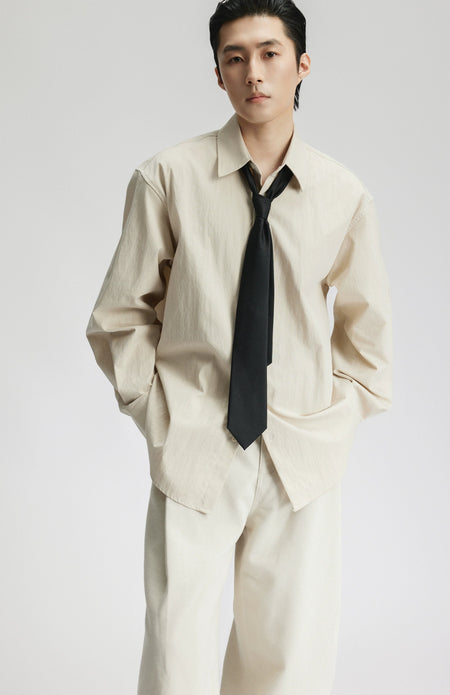 Oversized Long Sleeve Cotton Blend Button Shirt - nightcity clothing