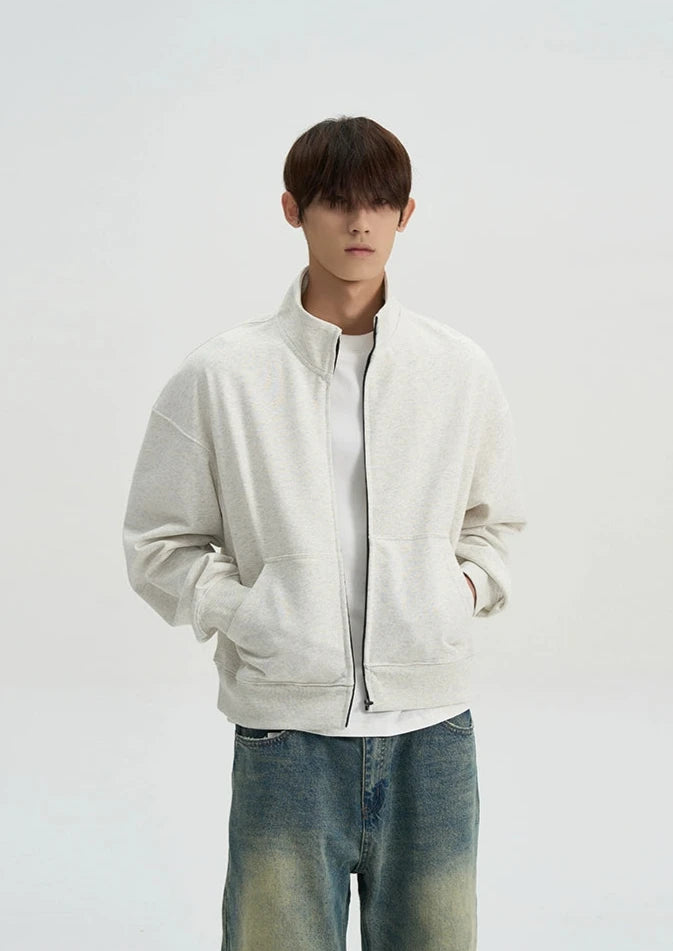 Mock Neck Drop Shoulder Zip Jacket