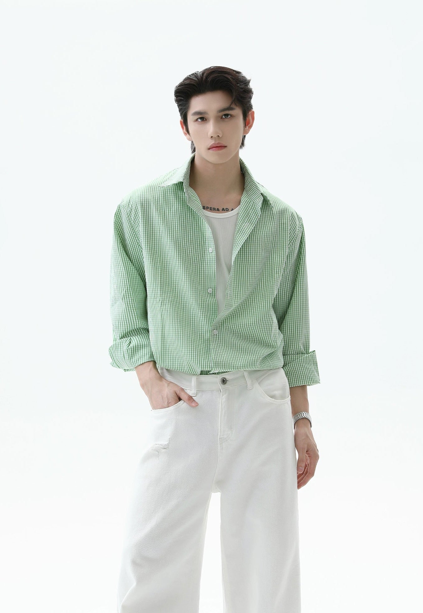 Oversized Gingham Button-Up Long Sleeve Shirt