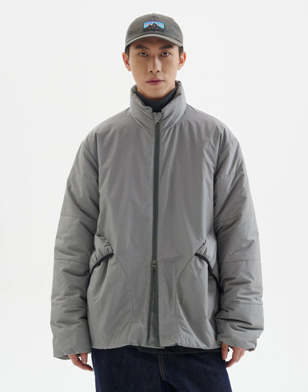 Stand Collar Puffer Jacket with Two Way Zipper