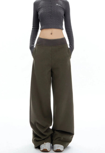 Wide-Leg Elastic High-Waistband Joggers