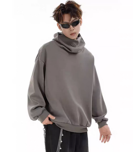 Oversized Drop Shoulder Funnel-Neck Pullover
