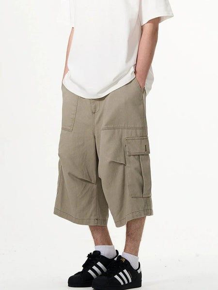 Cargo Pocket Knee-Length Capri Shorts - nightcity clothing