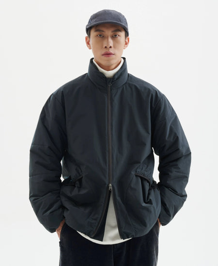 Stand Collar Puffer Jacket with Two Way Zipper