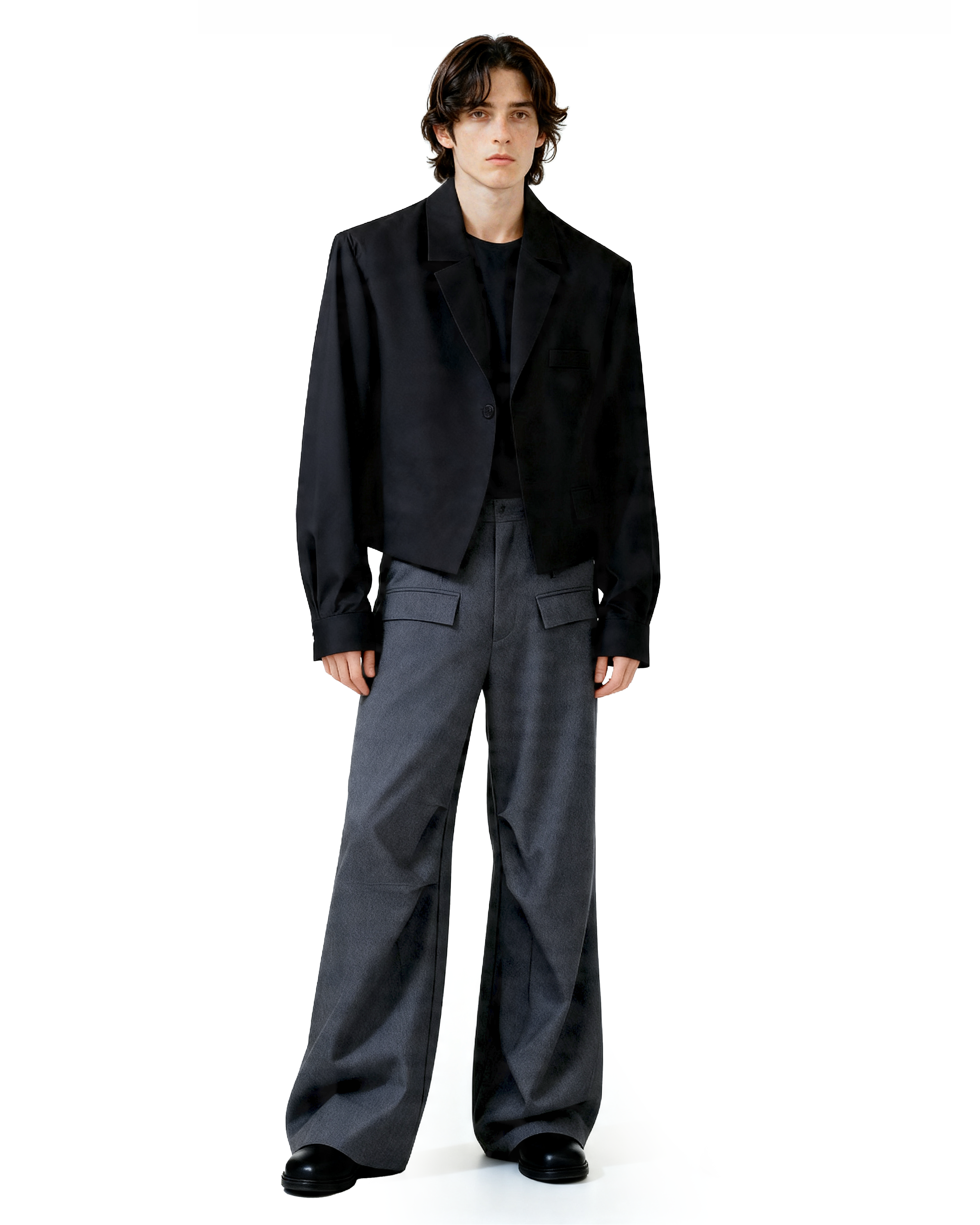 Classic Notched Collar Cropped Blazer-5