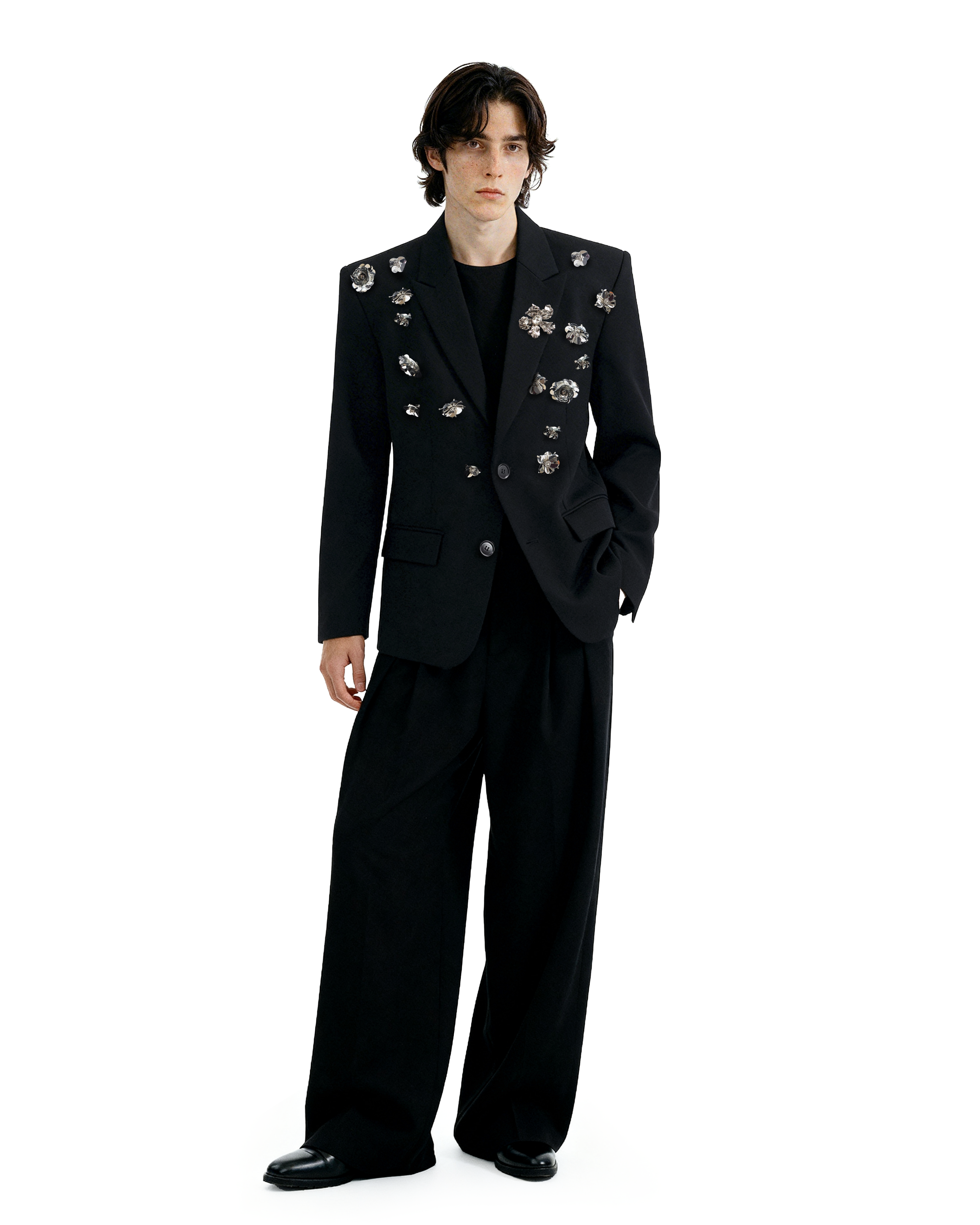 Oversized Embellished Floral Crystal Blazer Jacket-6