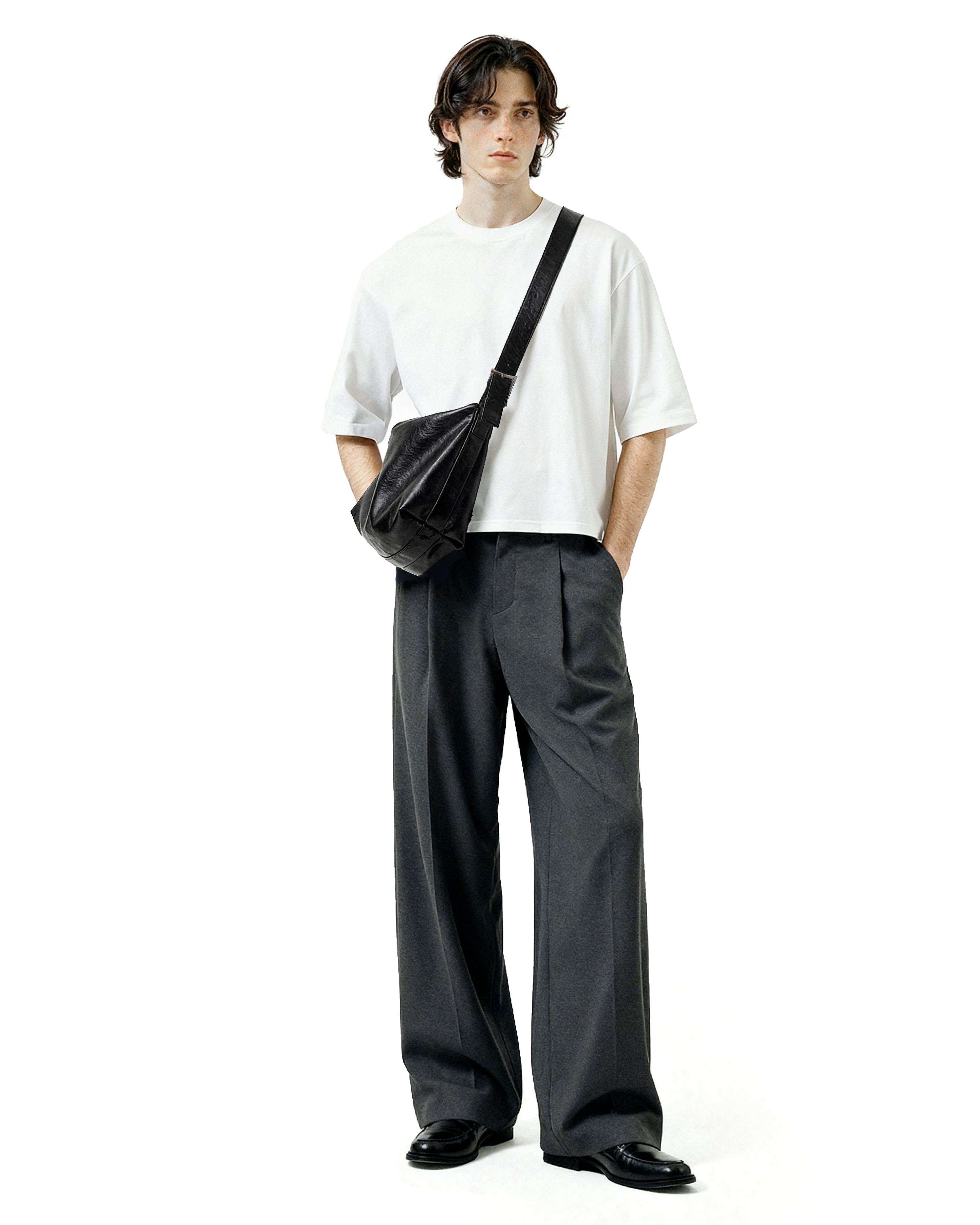 Faux Leather Lightweight Messenger Bag - nightcity clothing