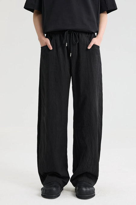 Elastic Waist Straight Fit Pants with Pockets
