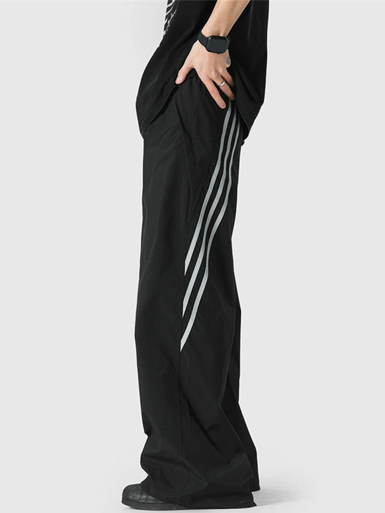Stripe Detail Wide-Leg Lightweight Pants