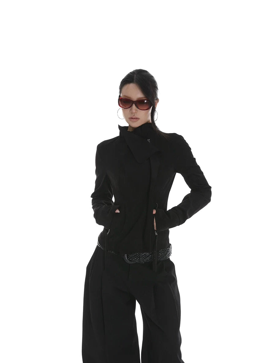 Vintage Faux Suede Overlap Zip Jacket - nightcity clothing