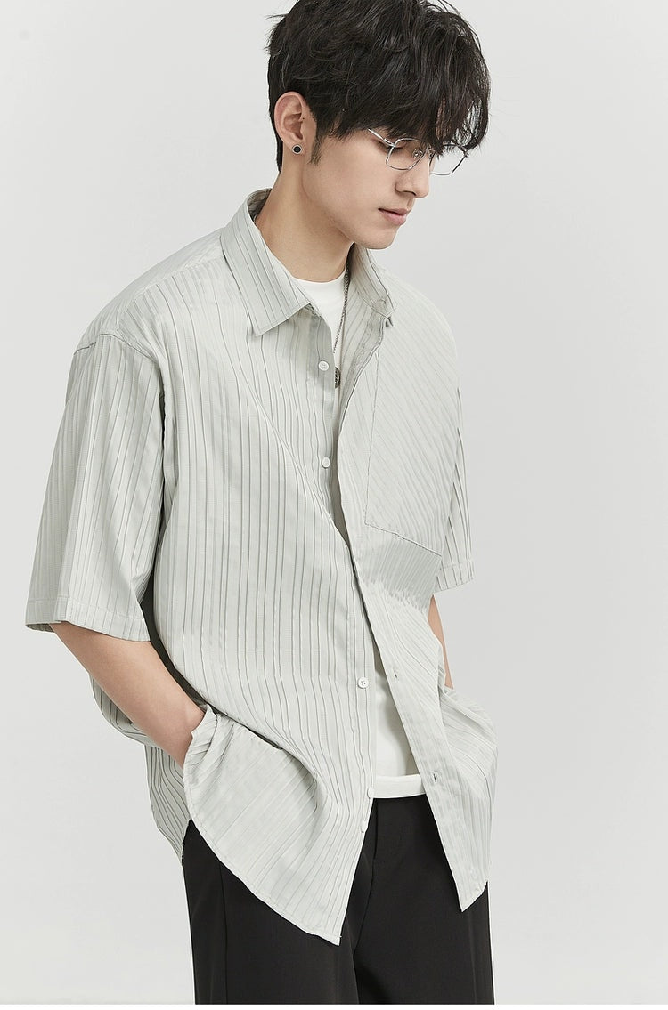 Vertical Stripe Short Sleeve Shirt