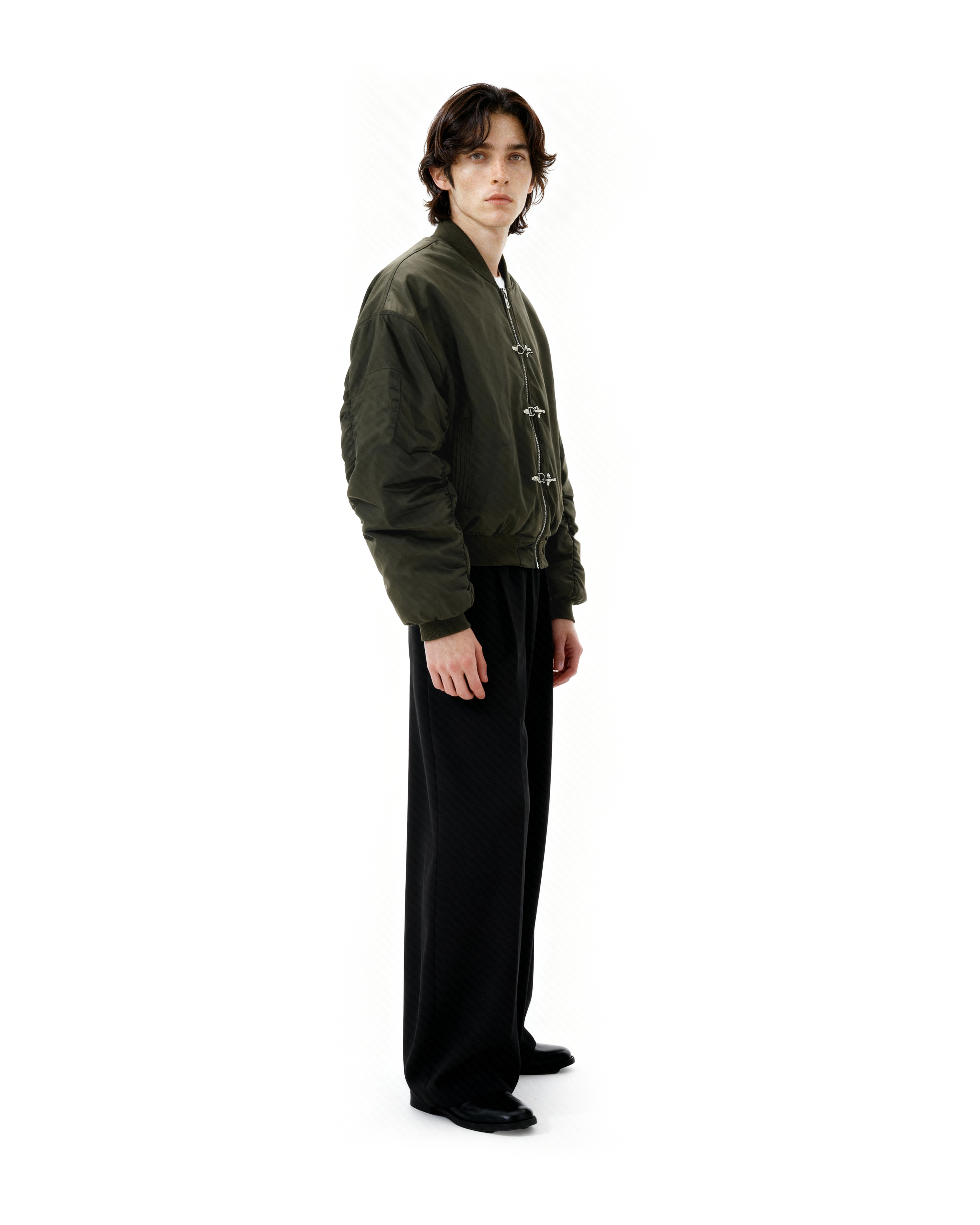 Fireman Buckle Mid-Crop Classic Bomber Jacket-6
